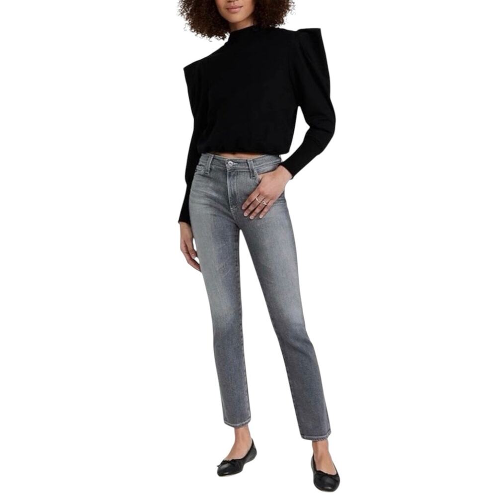 AG Women Gray 29R Mari High Rise Slim Straight leg denim Distressed jeans